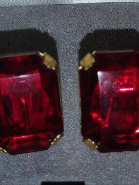 Red Crystal Clip-On Earrings - Elegant Women's Jewelry
